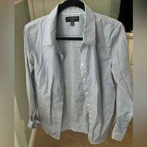 Blue and white striped button down